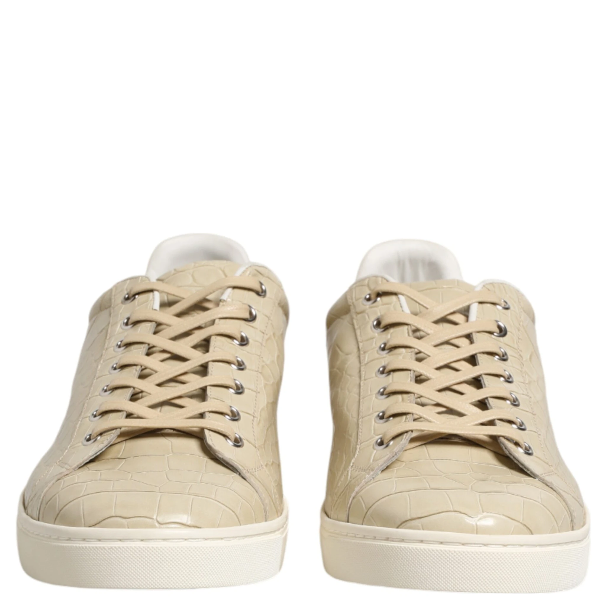 Beige London Low Top Leather Sneakers Shoes