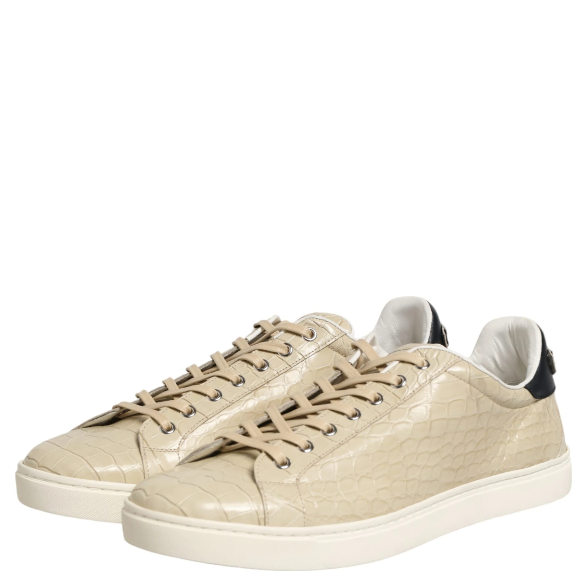 Beige London Low Top Leather Sneakers Shoes