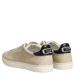 Beige London Low Top Leather Sneakers Shoes