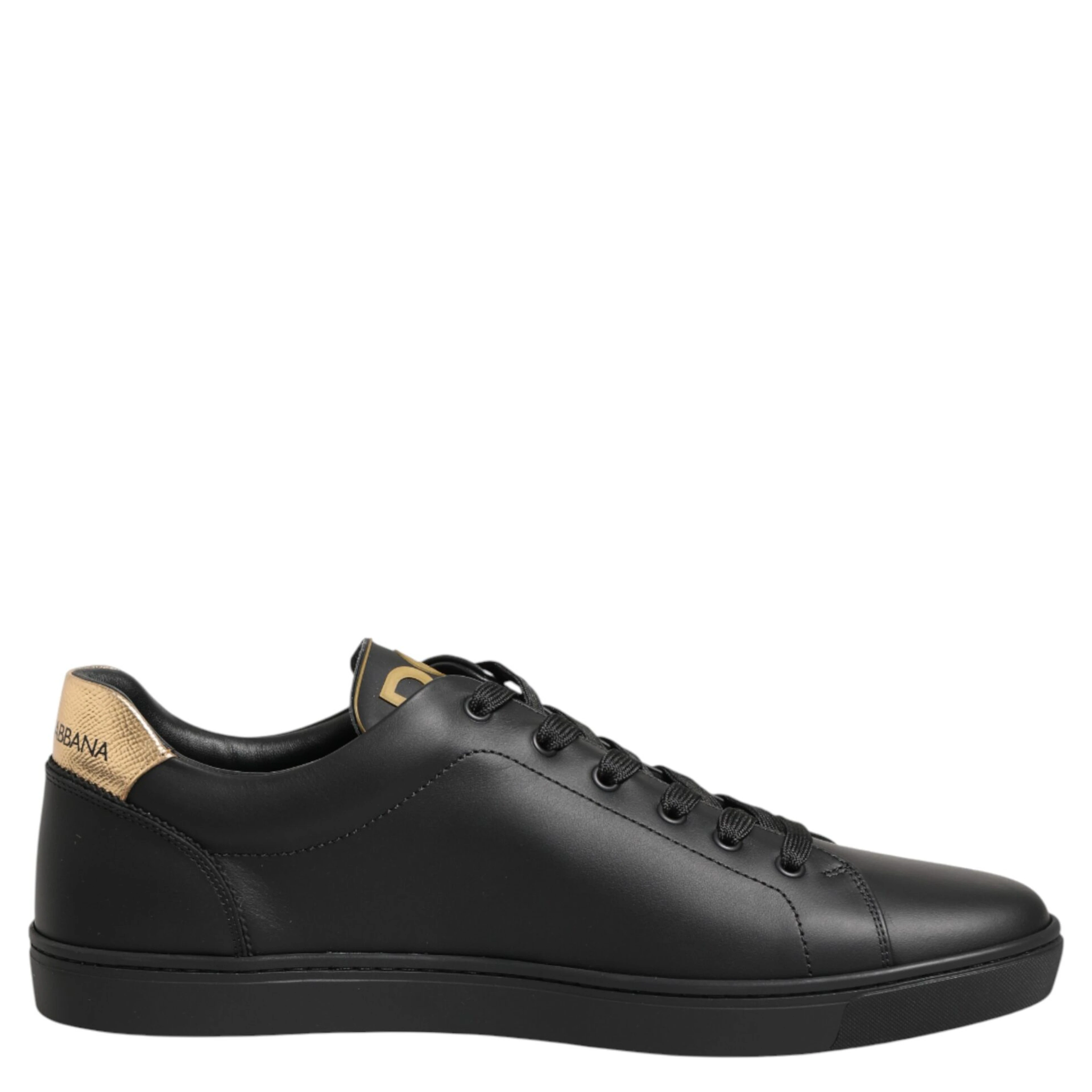 Black Leather Heart Embellished Sneakers Shoes