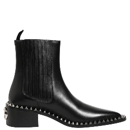Black Studded Chelsea Short Ankle Boots Shoes