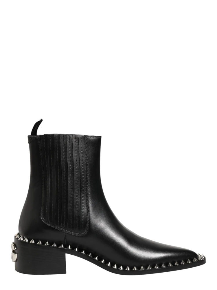 Black Studded Chelsea Short Ankle Boots Shoes
