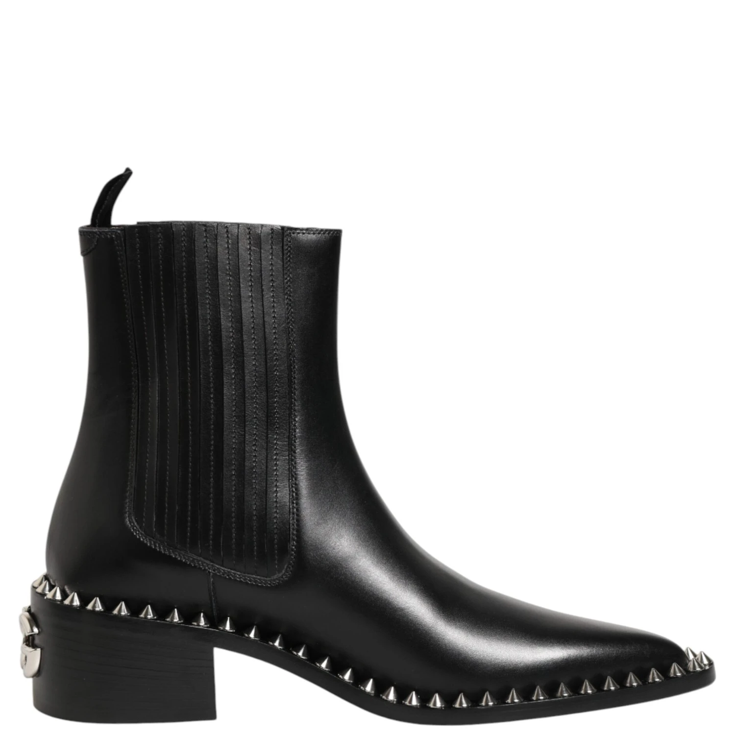 Black Studded Chelsea Short Ankle Boots Shoes