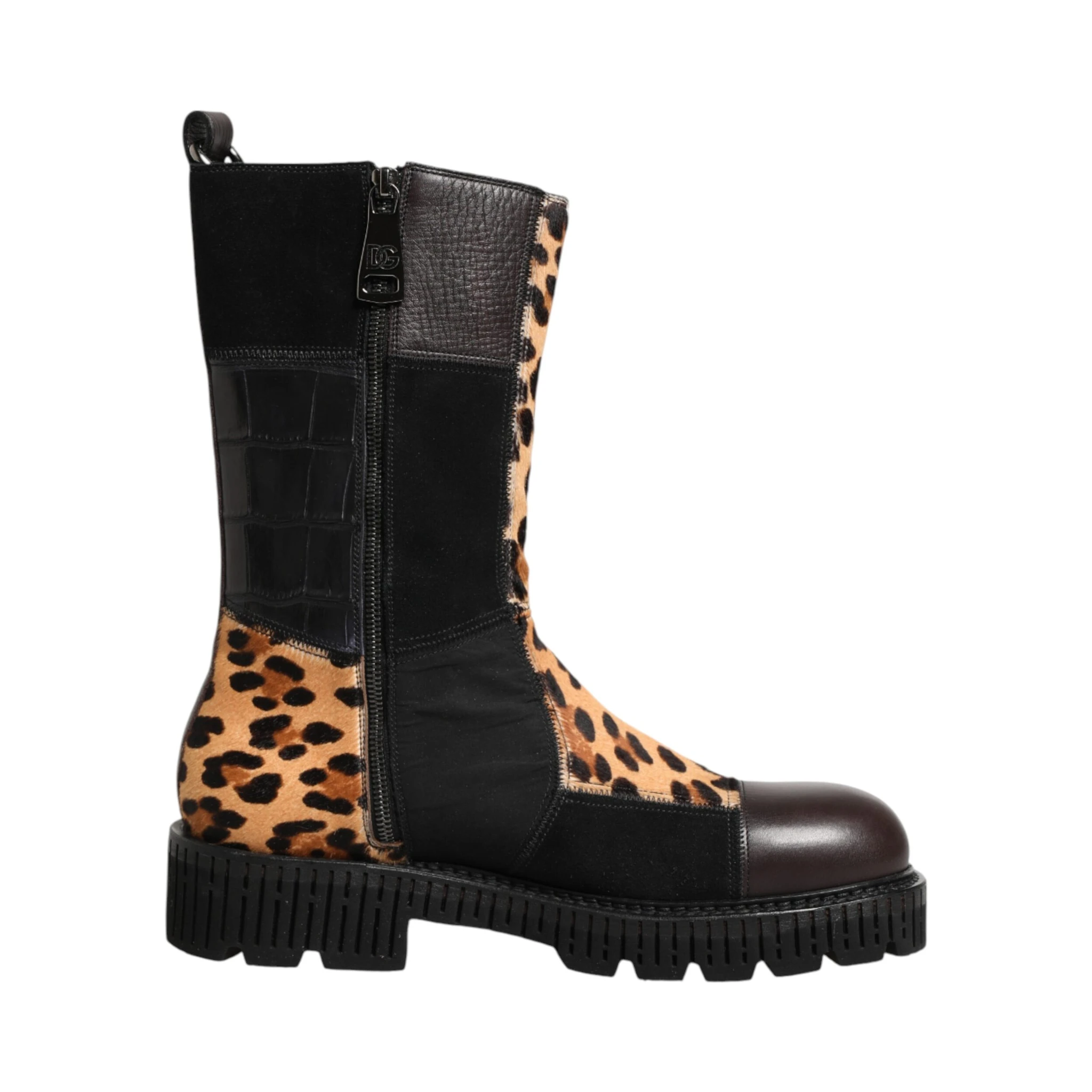 Multicolor Leopard Mid Calf Boots Shoes