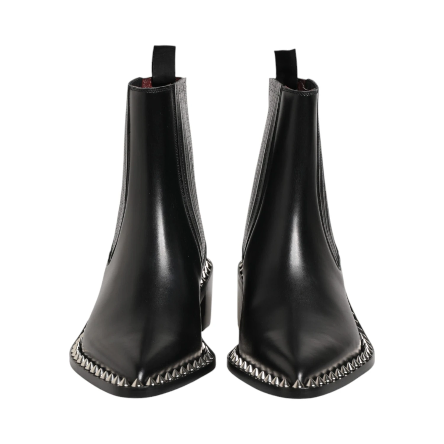 Black Studded Chelsea Short Ankle Boots Shoes
