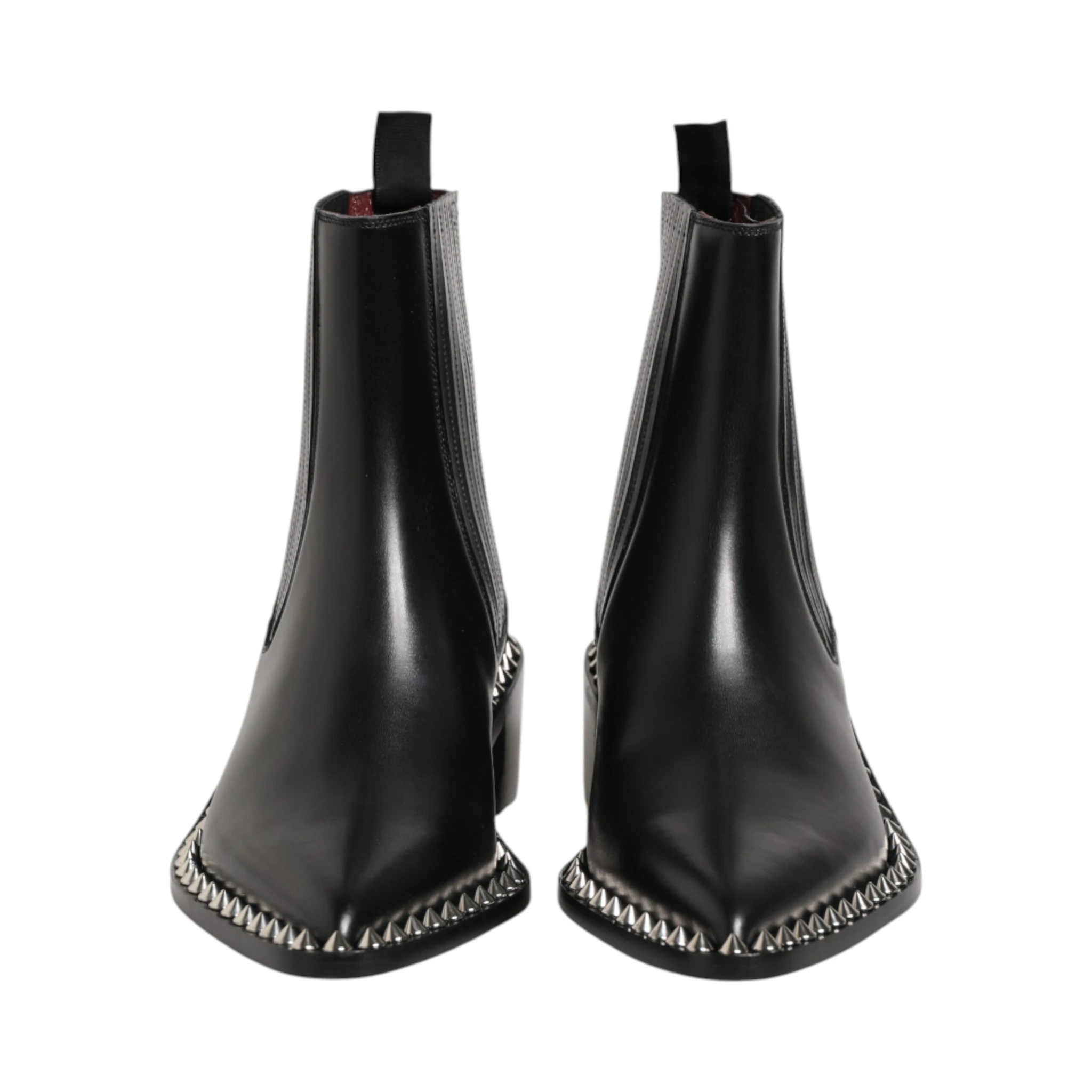 Black Studded Chelsea Short Ankle Boots Shoes