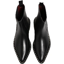 Black Studded Chelsea Short Ankle Boots Shoes