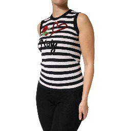 Black White Cashmere Silk Sleeveless Top