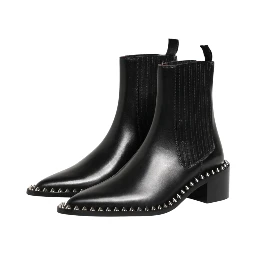 Black Studded Chelsea Short Ankle Boots Shoes