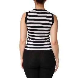 Black White Cashmere Silk Sleeveless Top