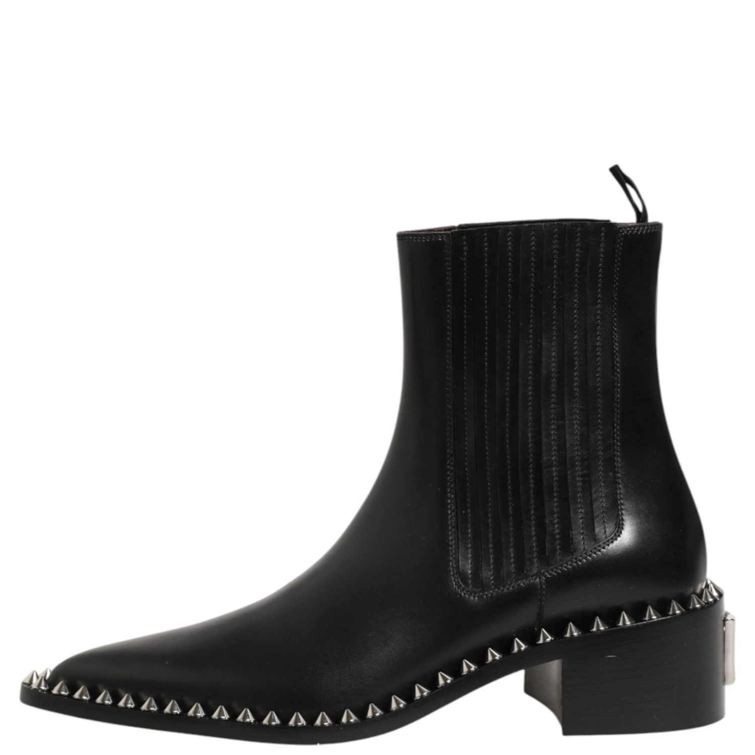 Black Studded Chelsea Short Ankle Boots Shoes