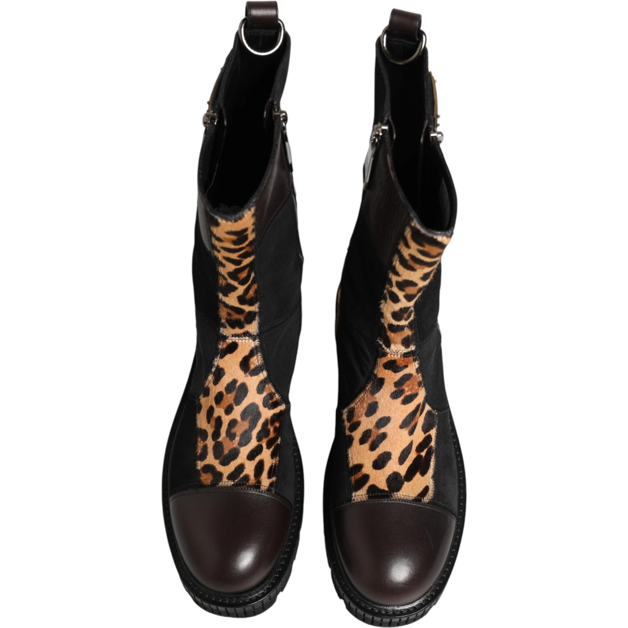 Multicolor Leopard Mid Calf Boots Shoes