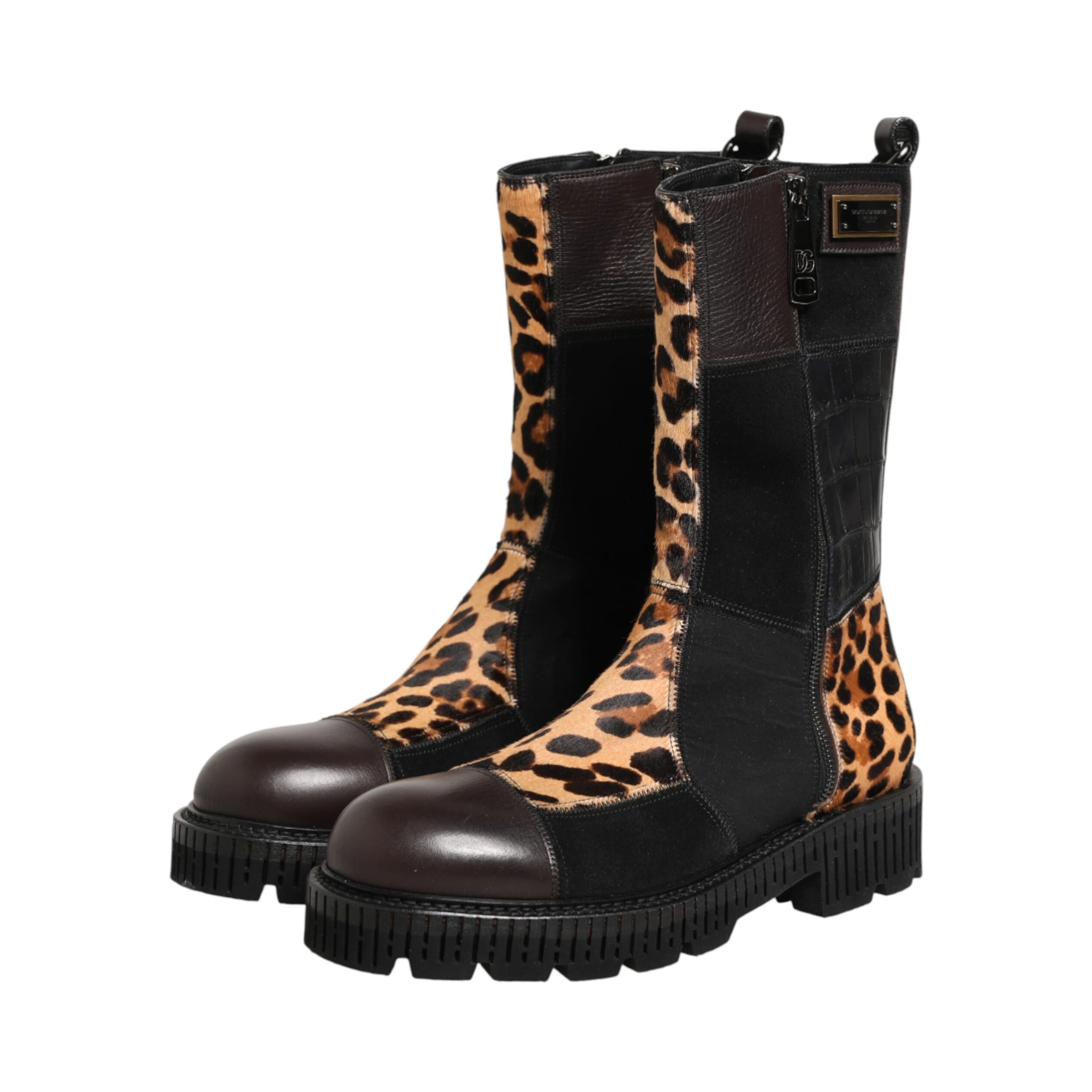 Multicolor Leopard Mid Calf Boots Shoes