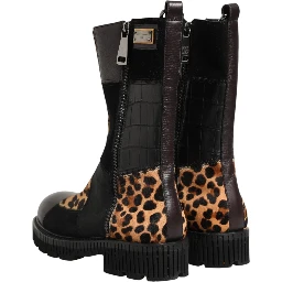 Multicolor Leopard Mid Calf Boots Shoes