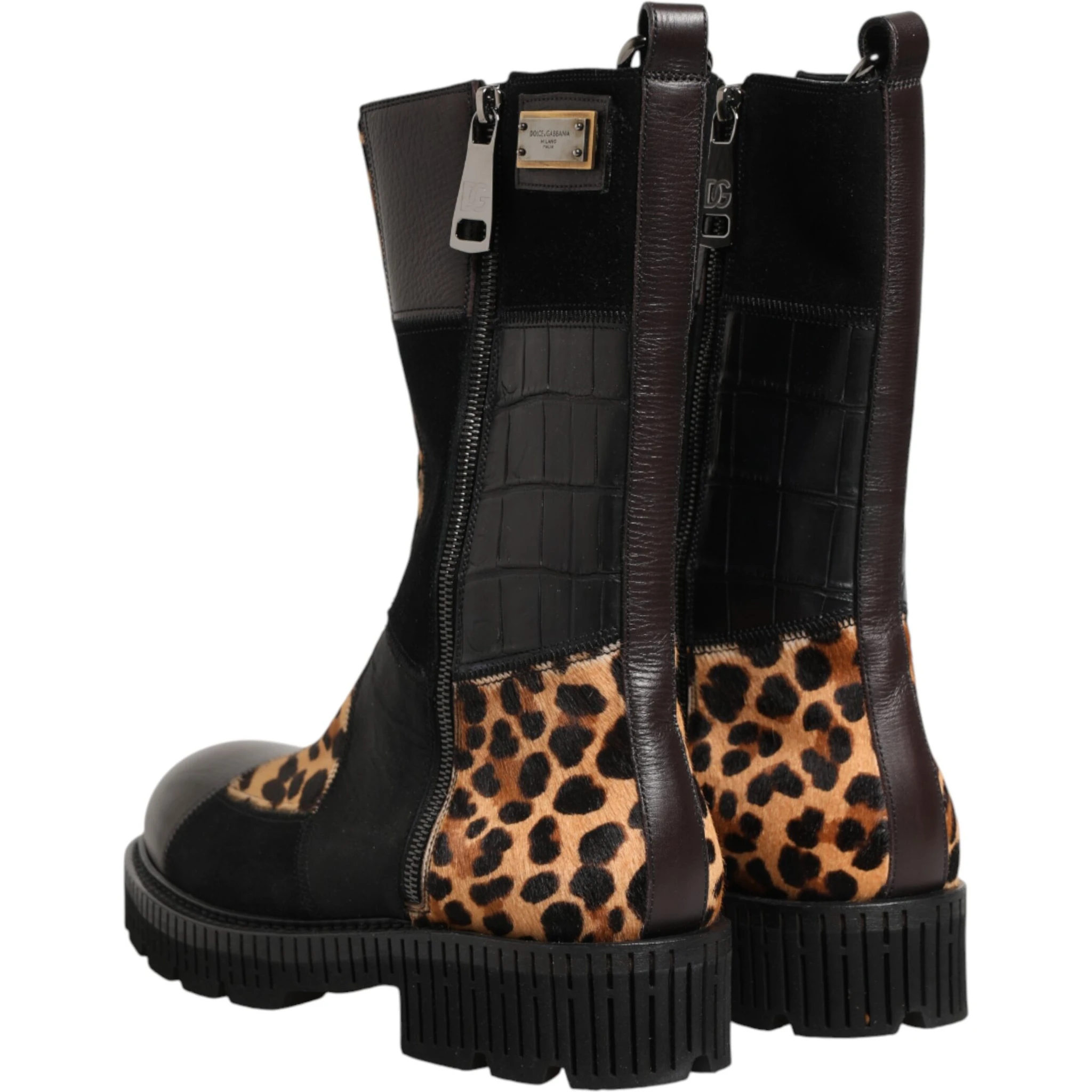 Multicolor Leopard Mid Calf Boots Shoes