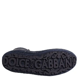 Dark Blue Deer Leather Mid Calf Boots Shoes