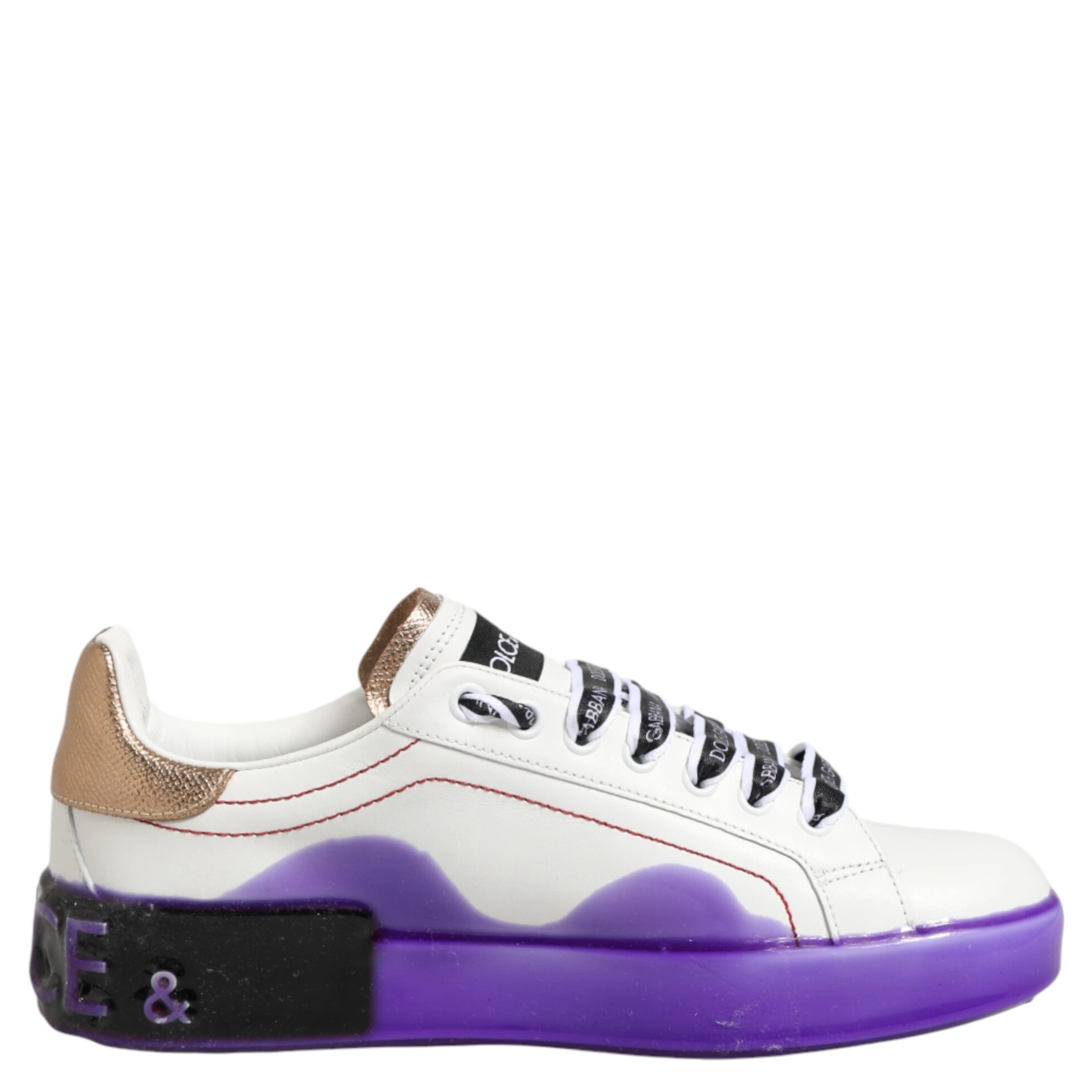 White Purple Leather Low Top Sneaker Shoes
