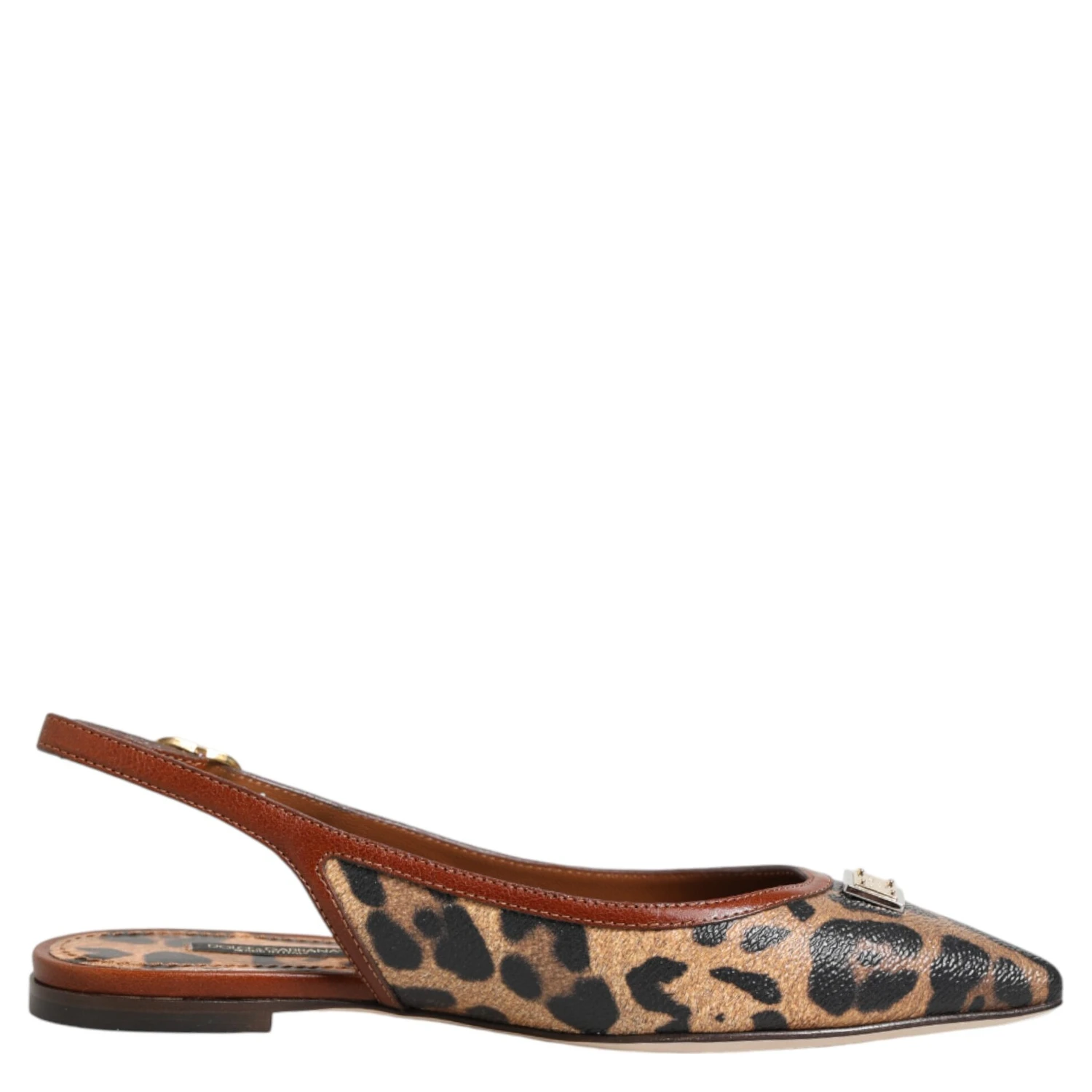 Brown Leopard Slingback Flats Sandals Shoes