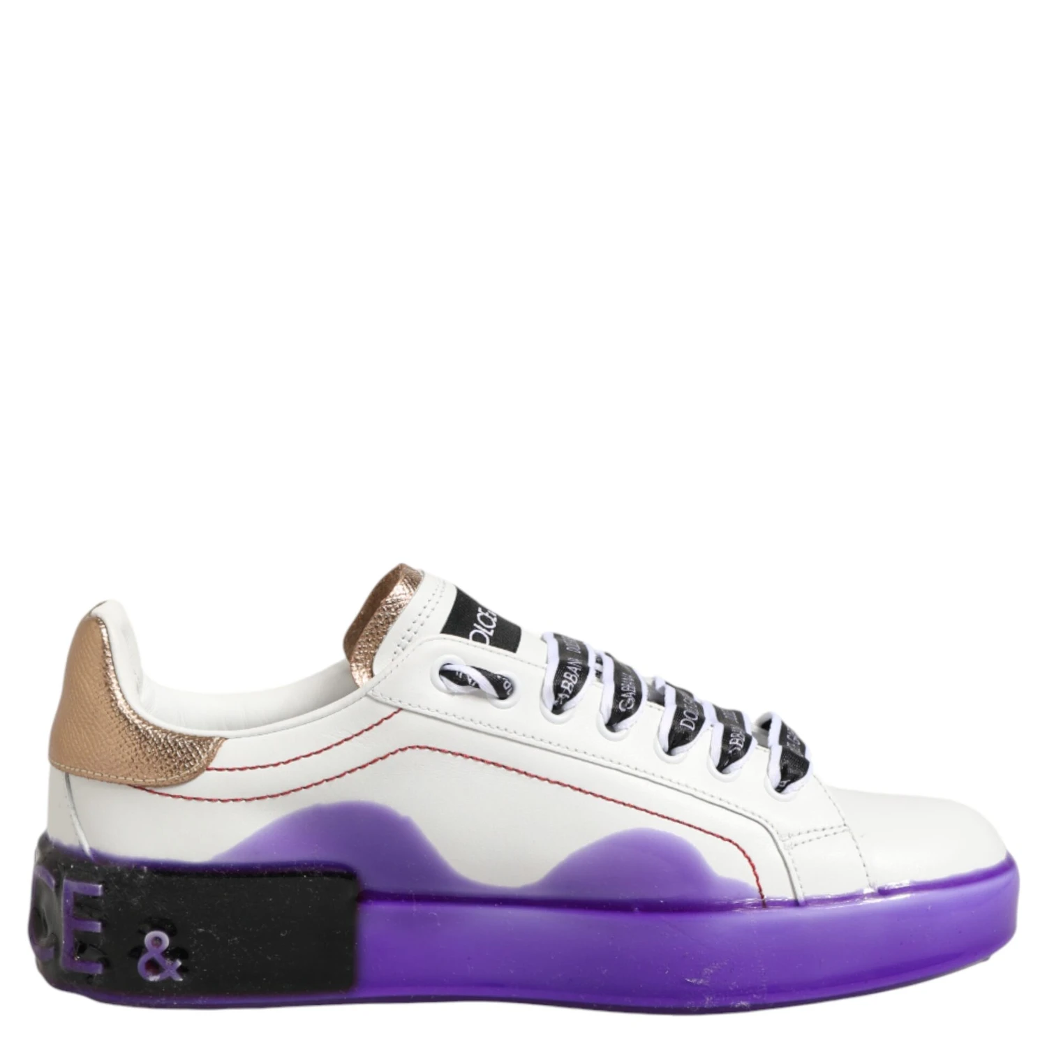 White Purple Leather Low Top Sneaker Shoes