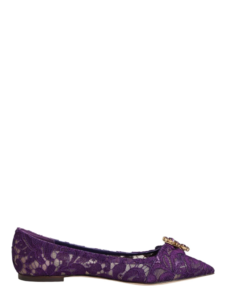 Purple Taormina Lace Crystals Flats Shoes alternative