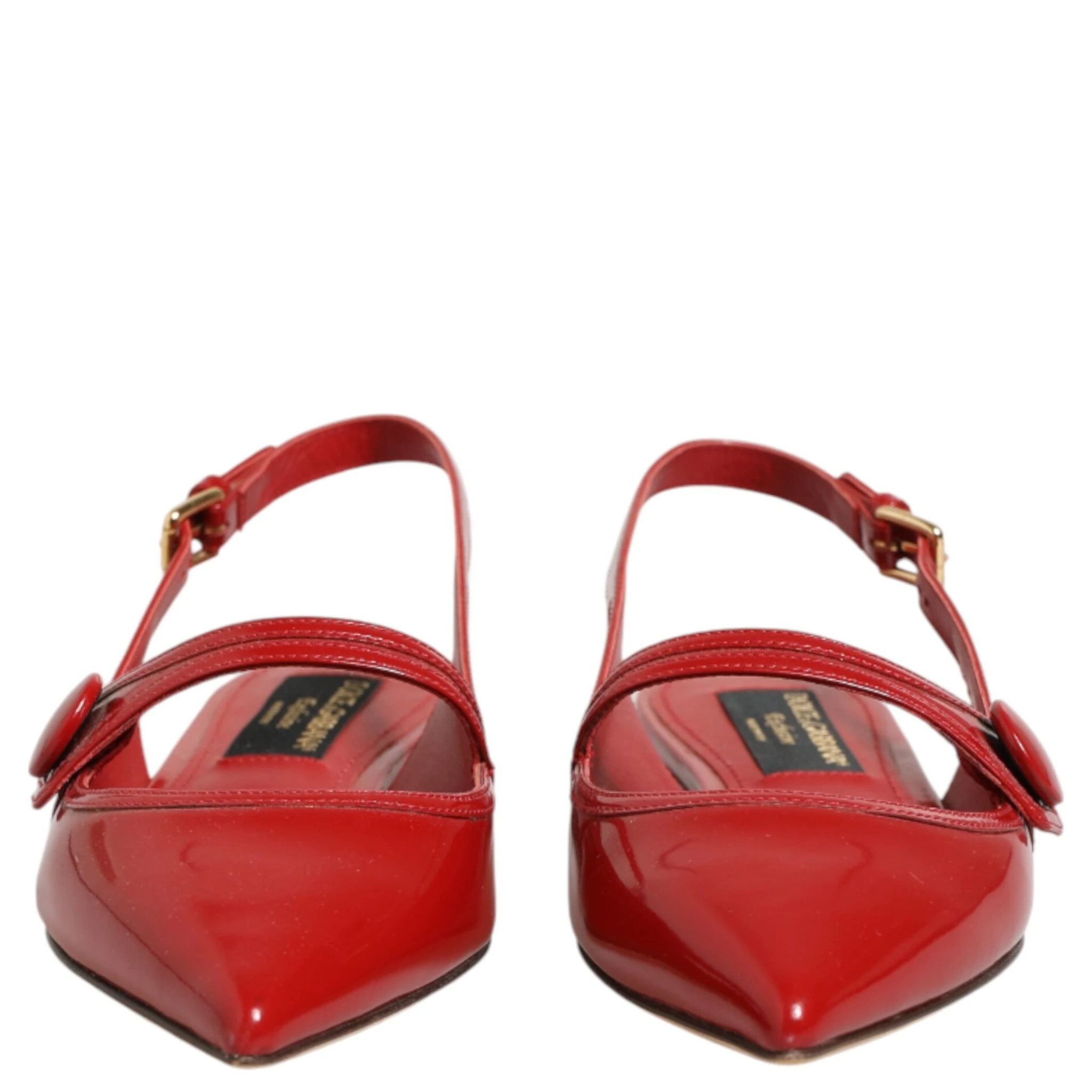 Red Leather Slingback Flats Sandals Shoes