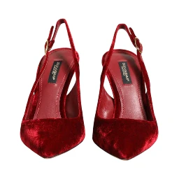 Red Suede High Heels Slingbacks Sandals Shoes