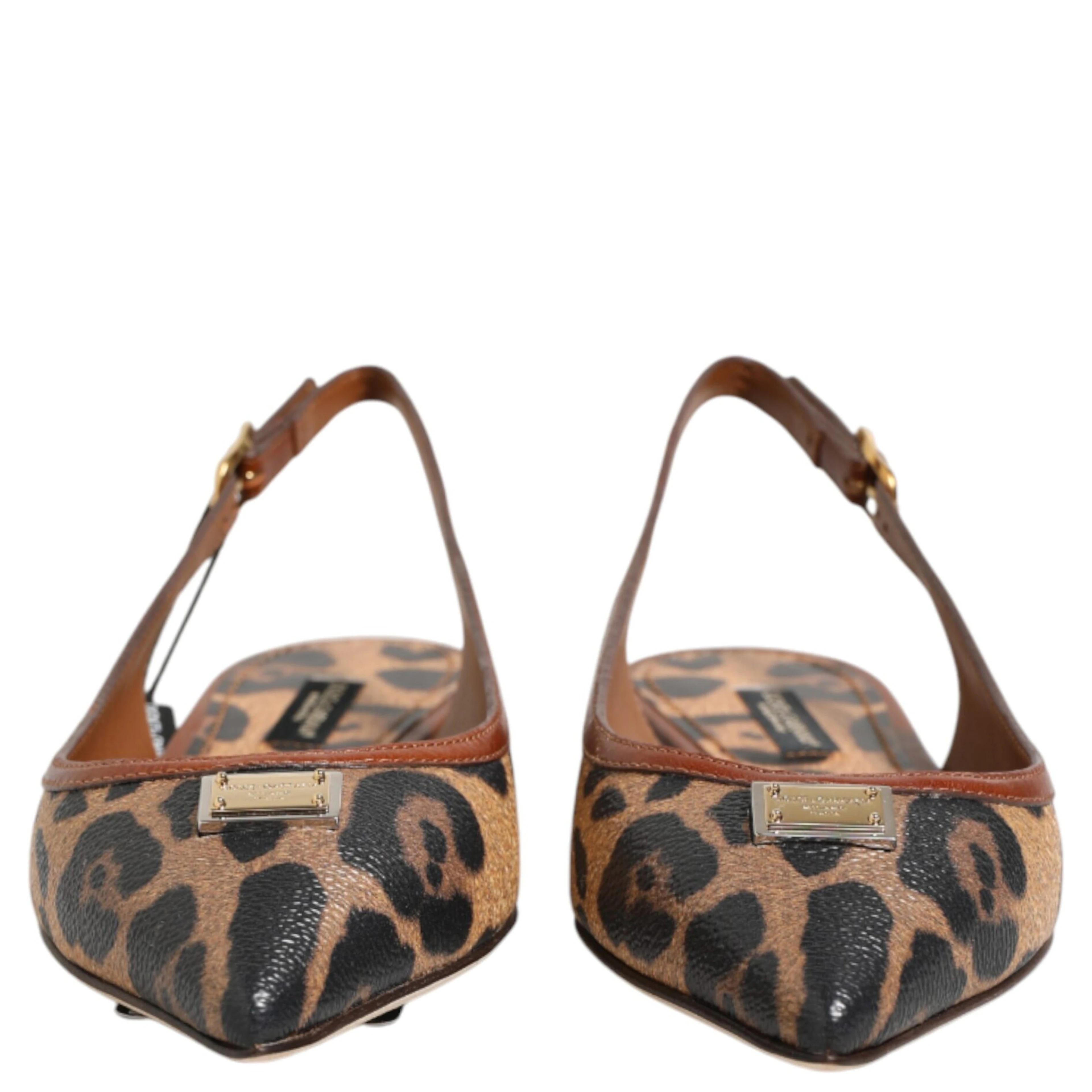 Brown Leopard Slingback Flats Sandals Shoes