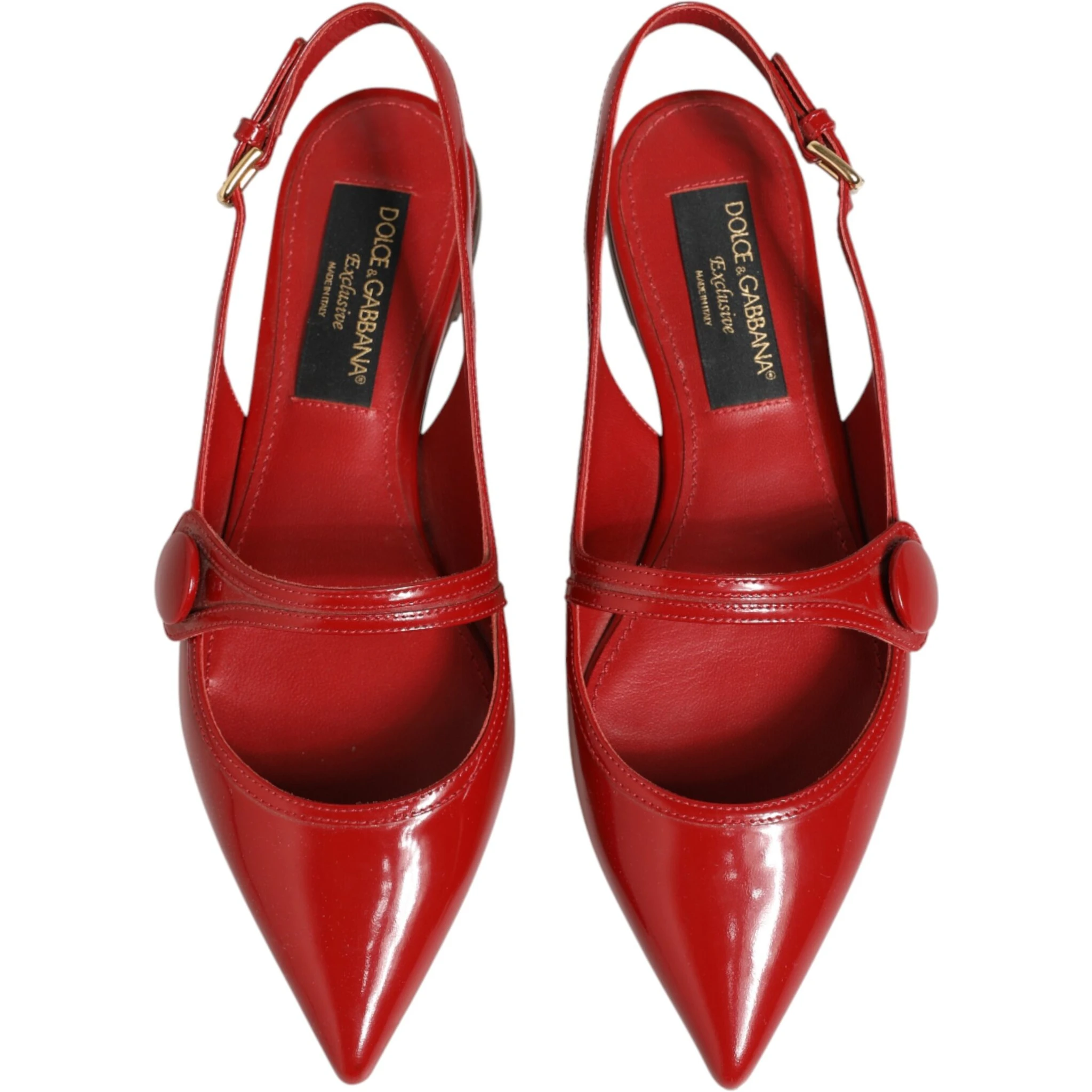 Red Leather Slingback Flats Sandals Shoes