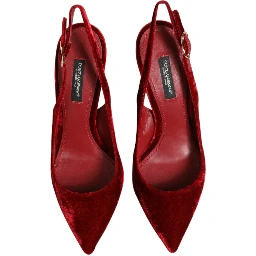 Red Suede High Heels Slingbacks Sandals Shoes