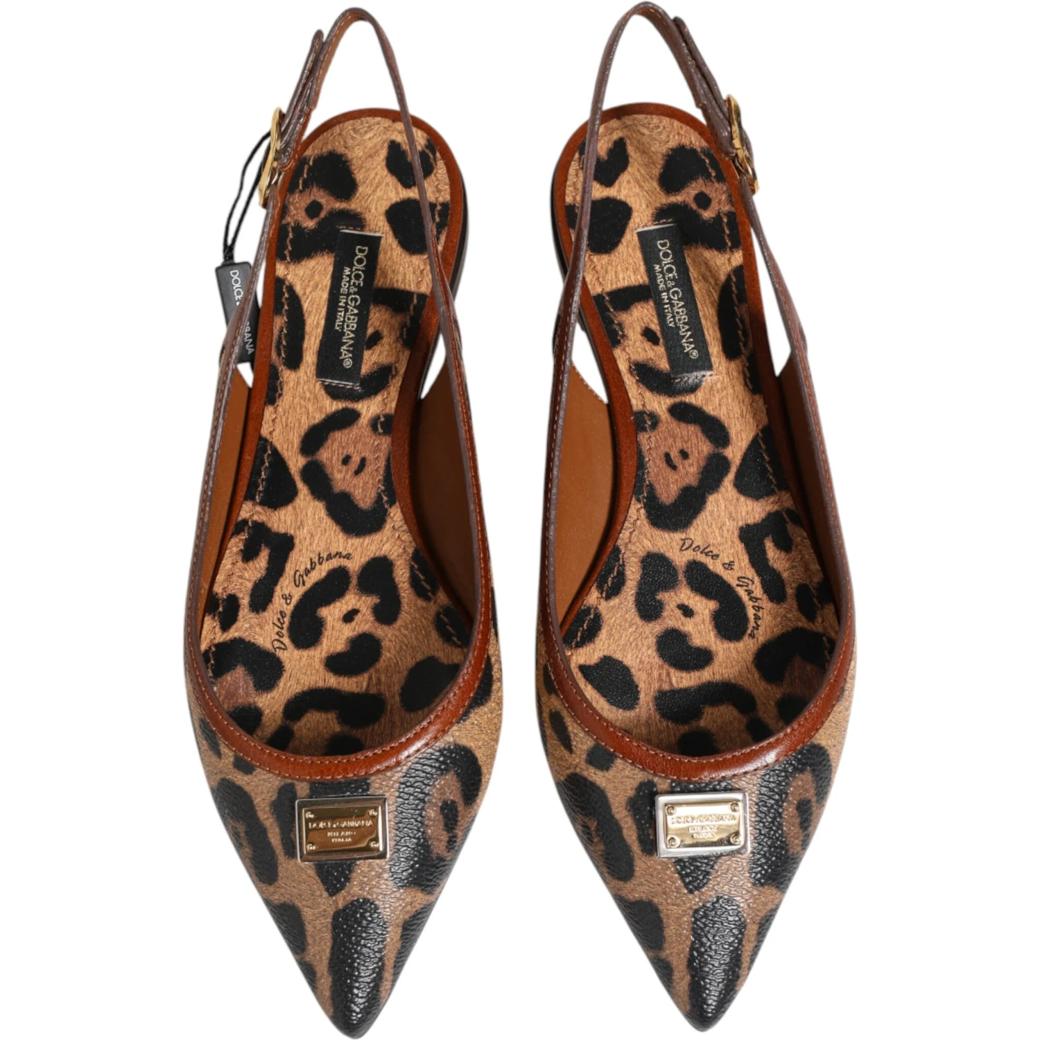 Brown Leopard Slingback Flats Sandals Shoes