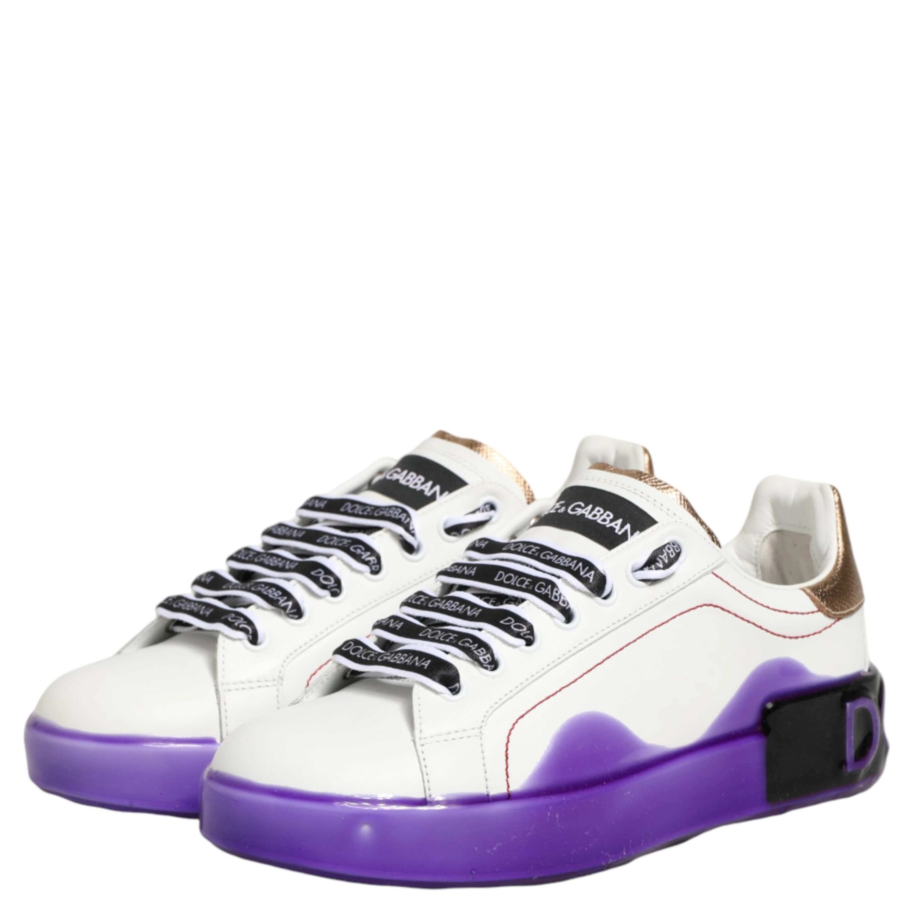 White Purple Leather Low Top Sneaker Shoes