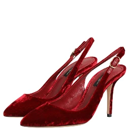 Red Suede High Heels Slingbacks Sandals Shoes