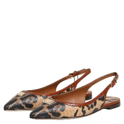 Brown Leopard Slingback Flats Sandals Shoes