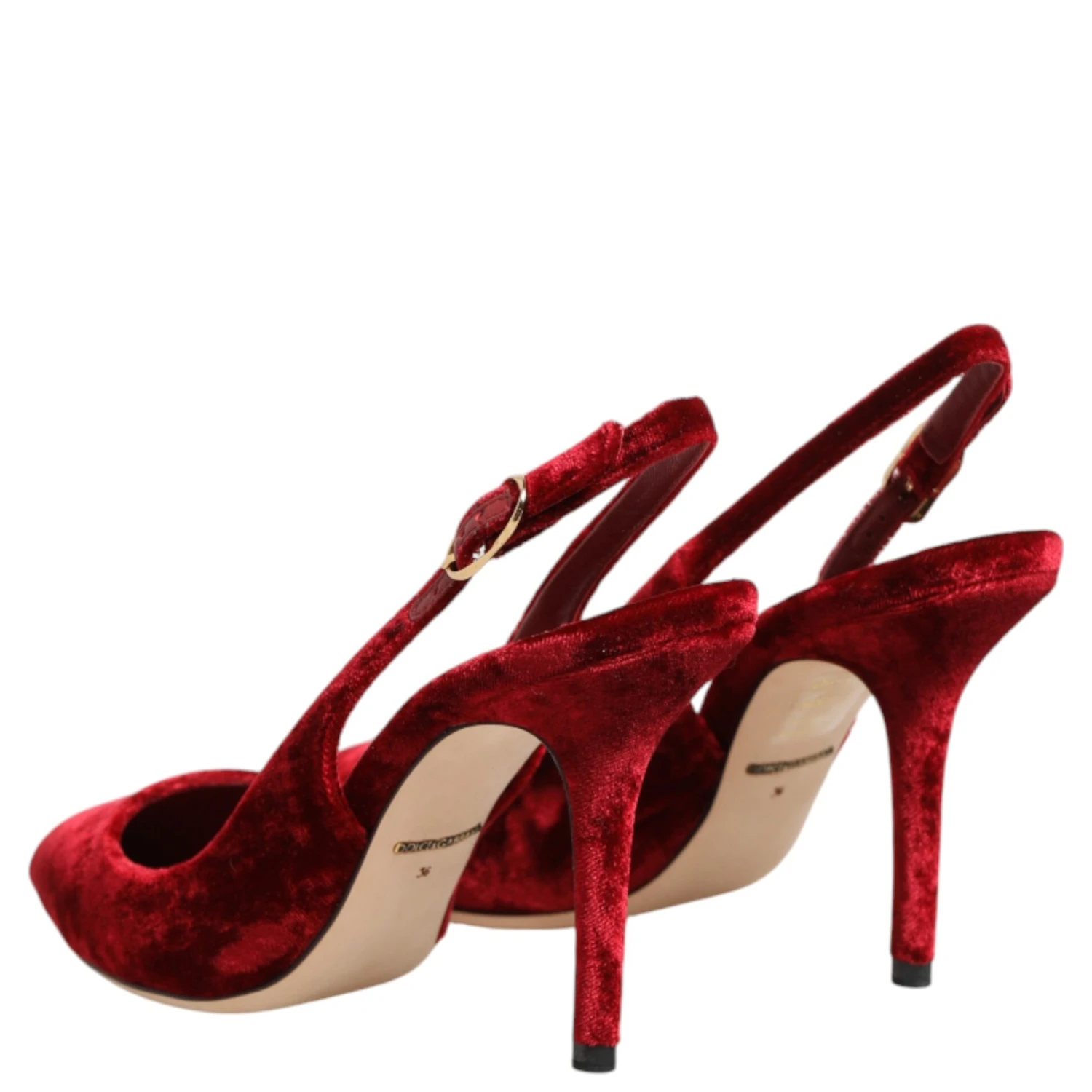 Red Suede High Heels Slingbacks Sandals Shoes