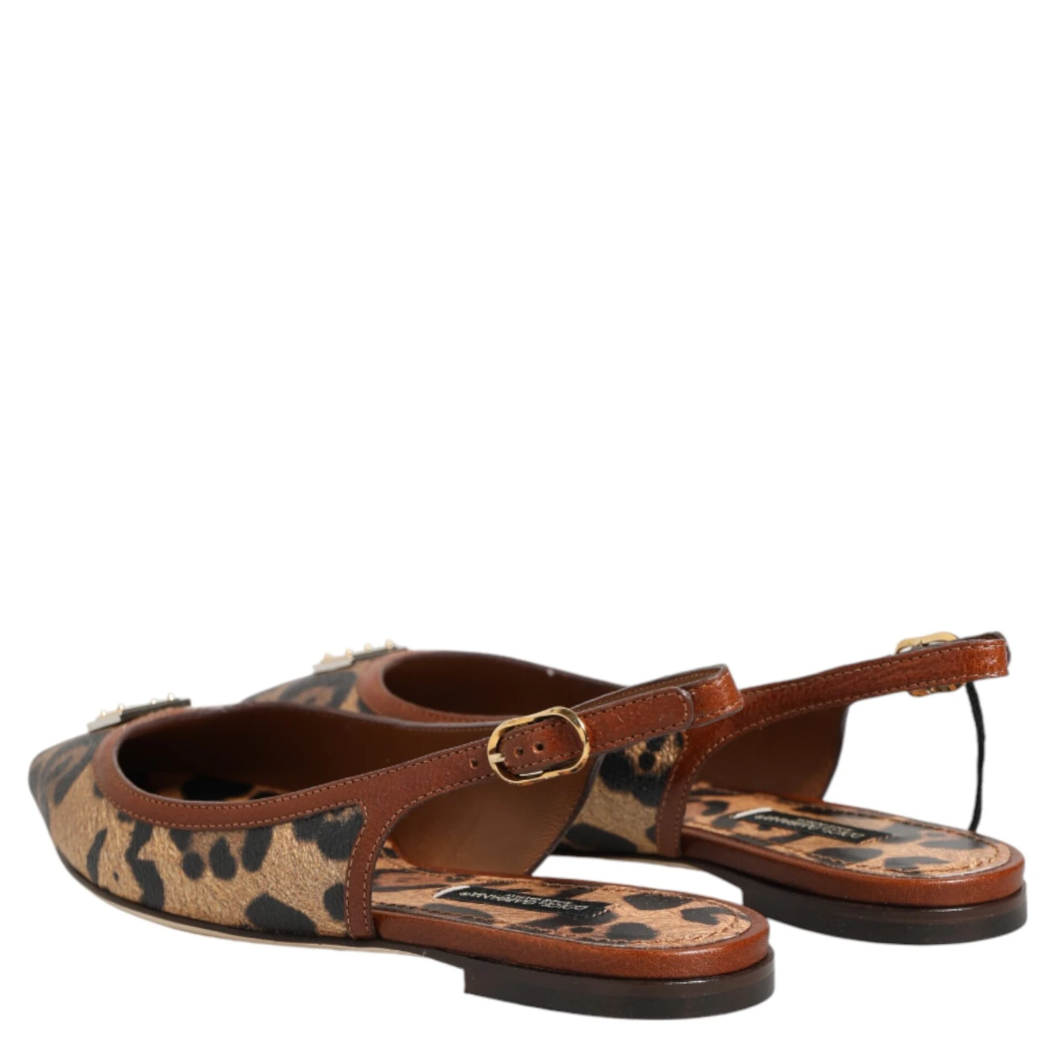Brown Leopard Slingback Flats Sandals Shoes