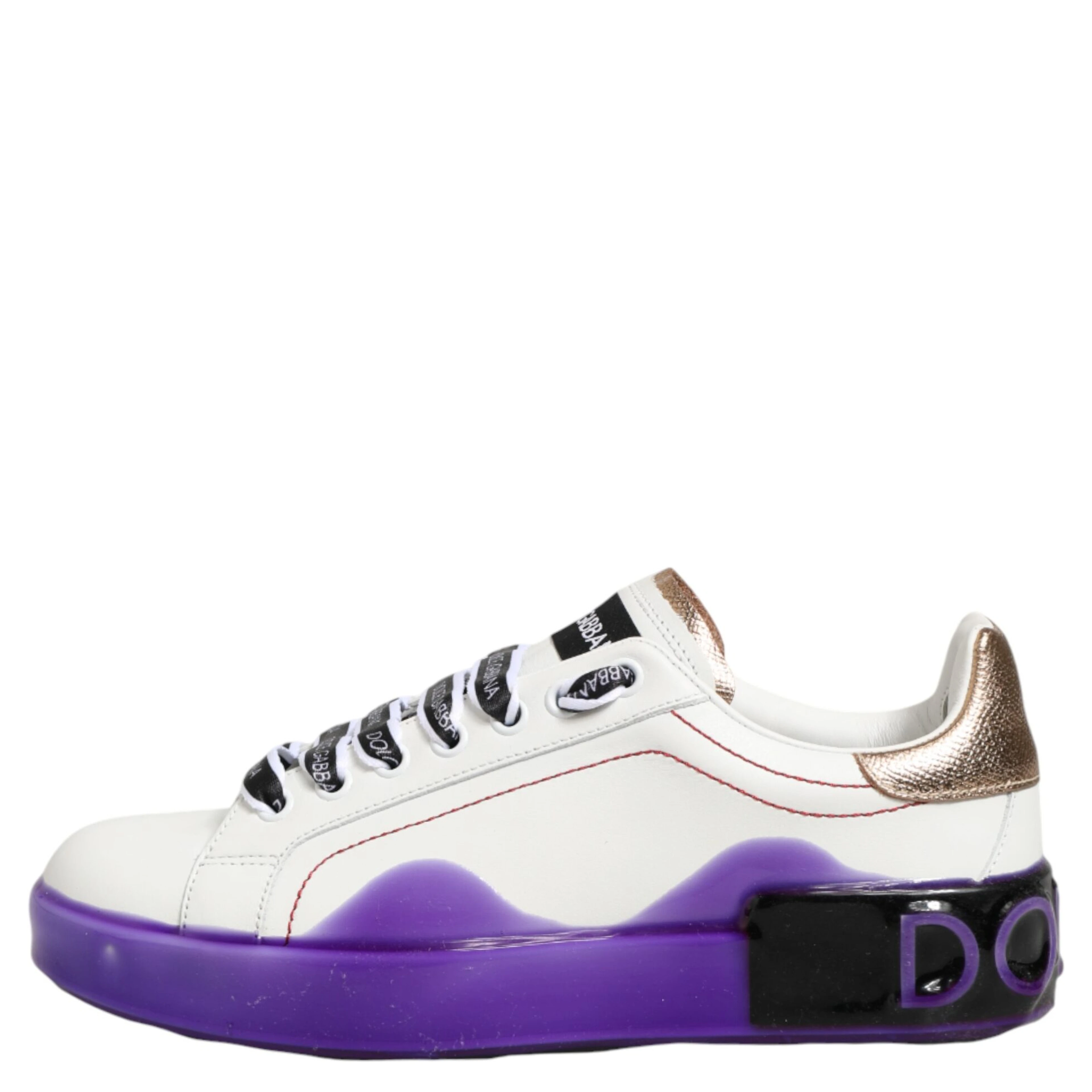 White Purple Leather Low Top Sneaker Shoes