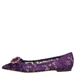 Purple Taormina Lace Crystals Flats Shoes