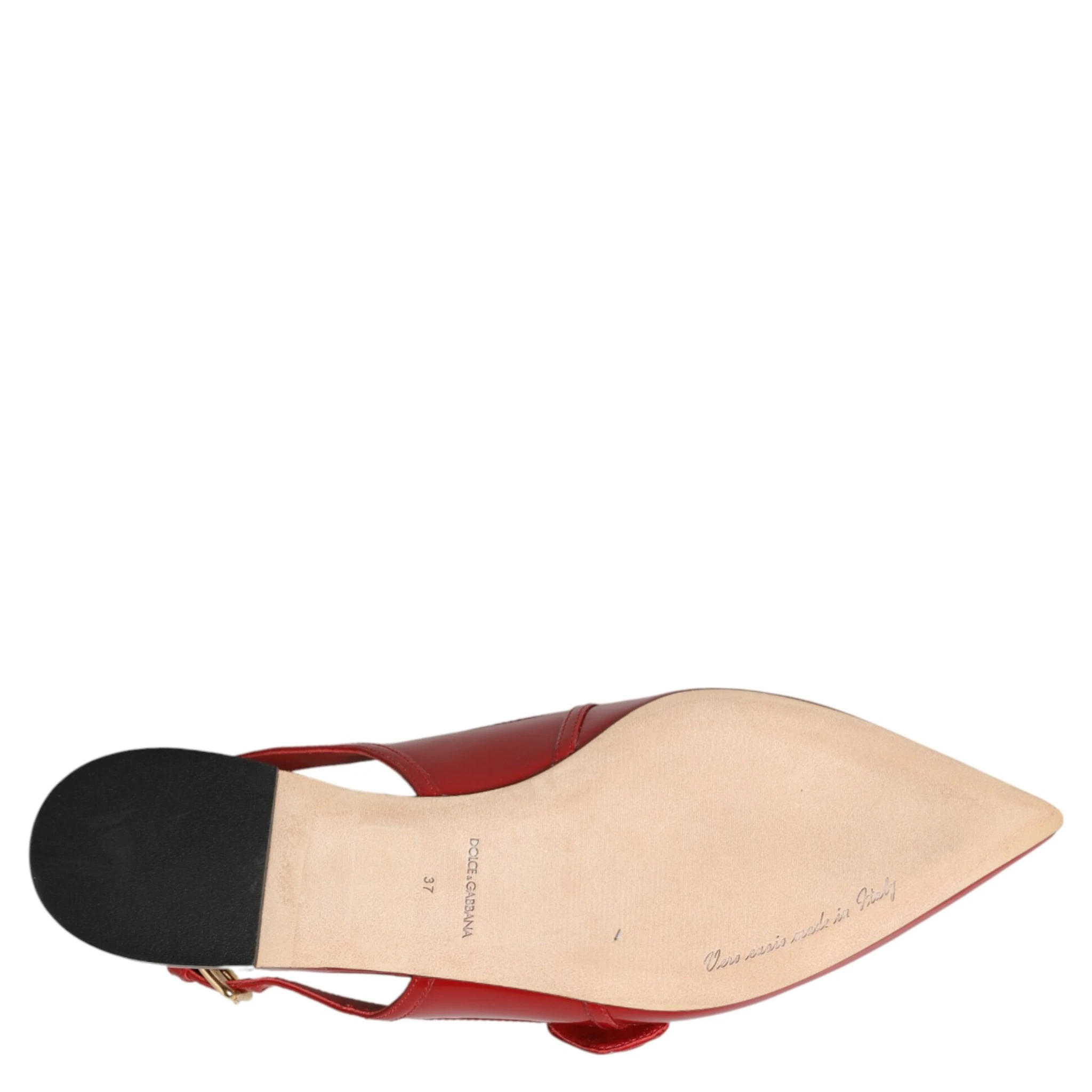 Red Leather Slingback Flats Sandals Shoes
