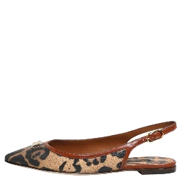 Brown Leopard Slingback Flats Sandals Shoes