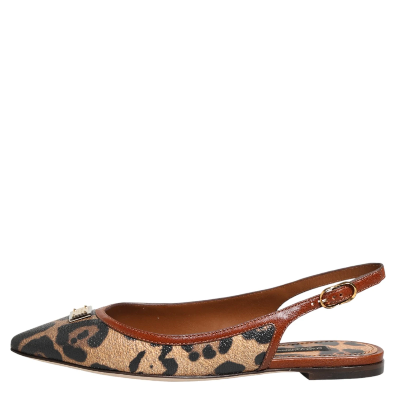 Brown Leopard Slingback Flats Sandals Shoes