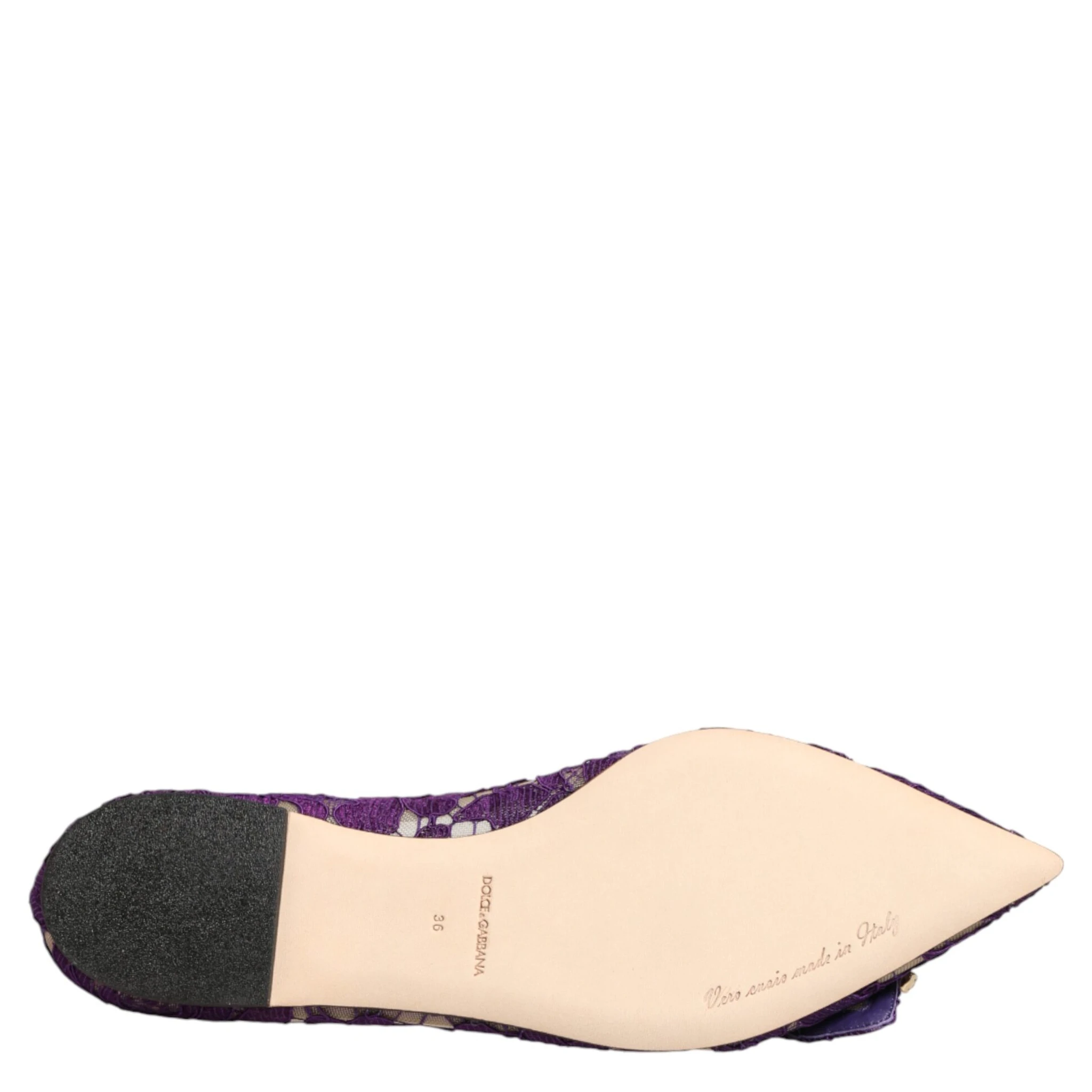 Purple Taormina Lace Crystals Flats Shoes