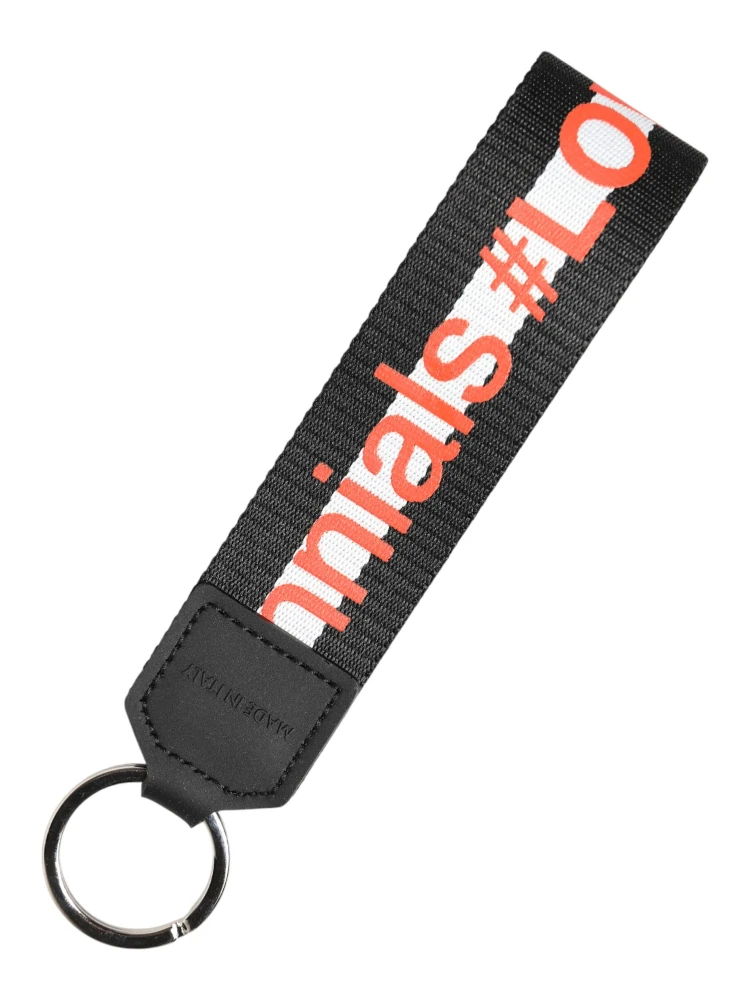 Black Logo Polyester Silver Brass Holder Keychain Keyring