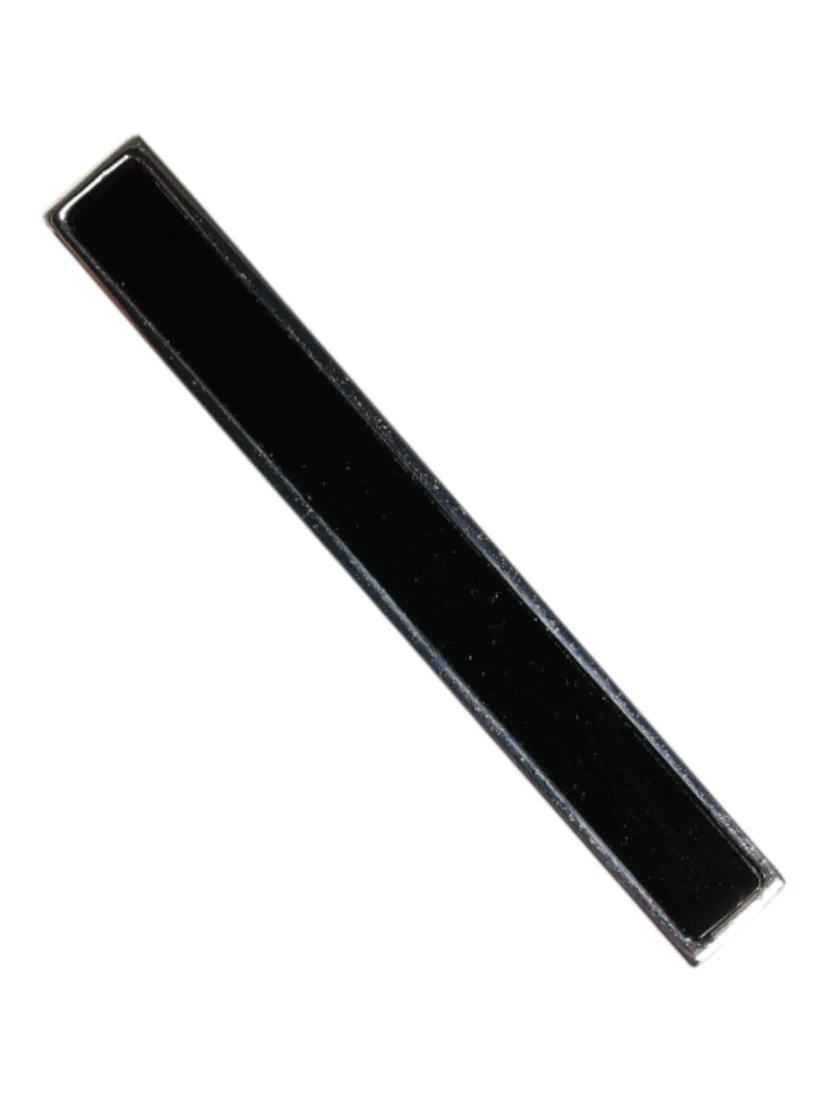 Silver Tone Brass Logo Branded Men Accessory Tie Clip Bar