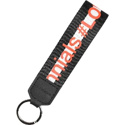 Black Logo Polyester Silver Brass Holder Keychain Keyring