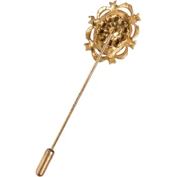 Gold Tone Green Stone Antique Men Accessory Brooch Pin