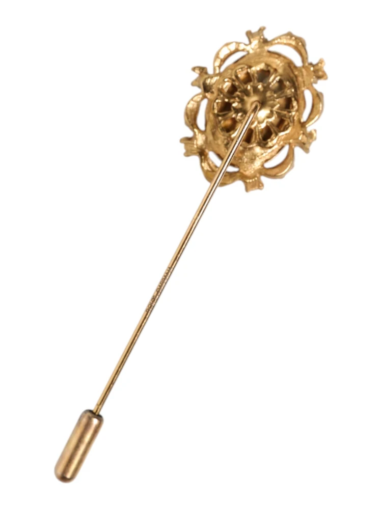 Gold Tone Green Stone Antique Men Accessory Brooch Pin alternative