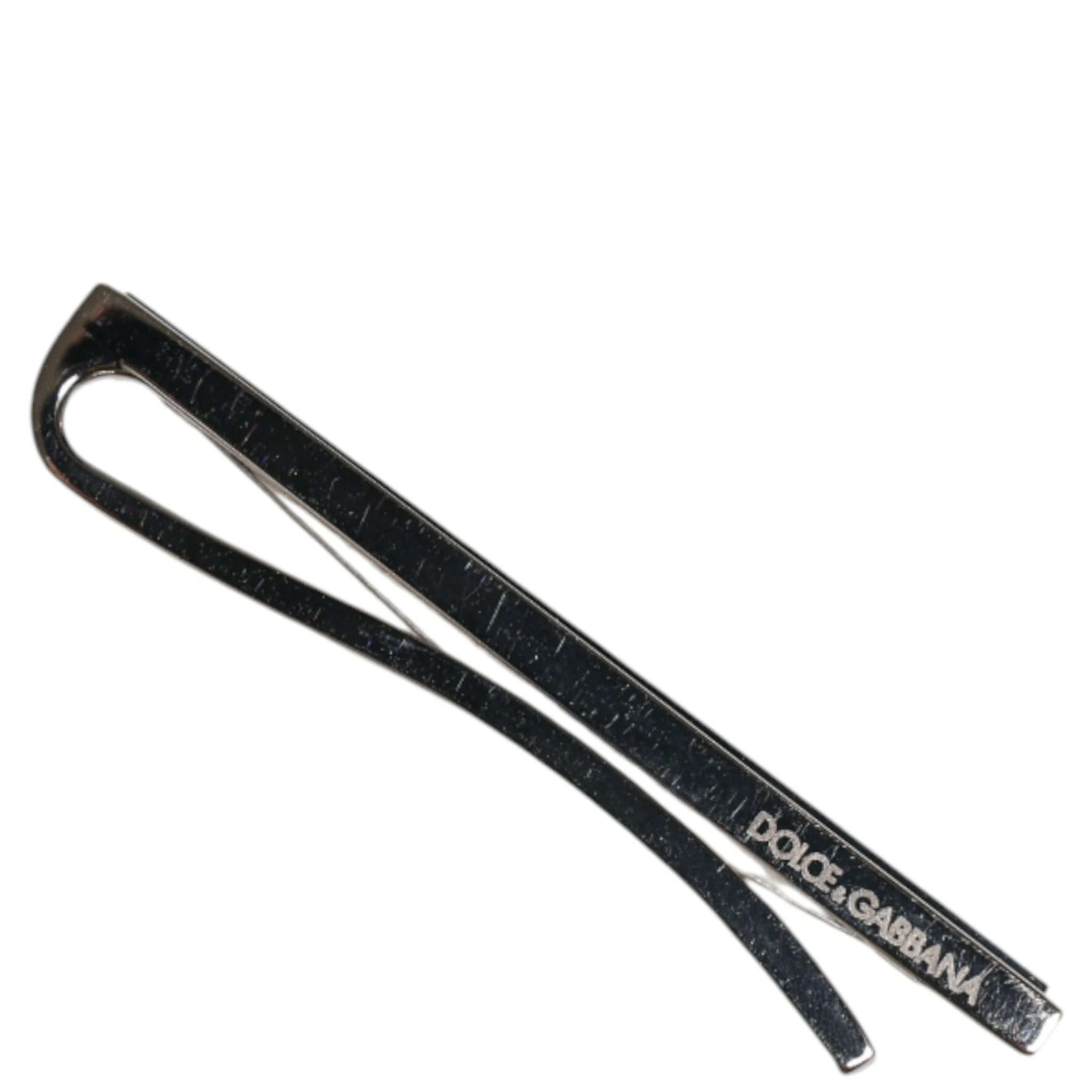 Silver Tone Brass Logo Branded Men Accessory Tie Clip Bar