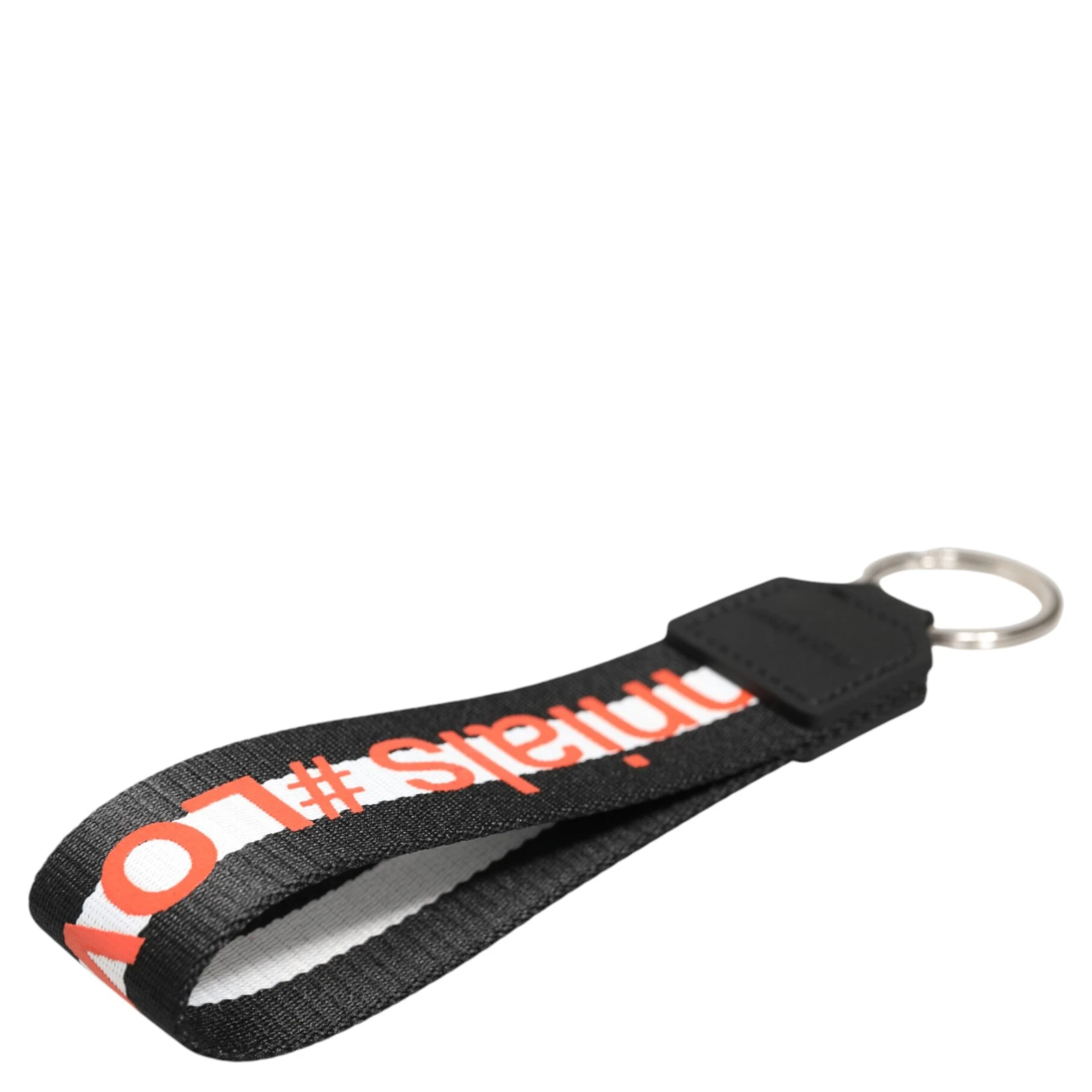Black Logo Polyester Silver Brass Holder Keychain Keyring