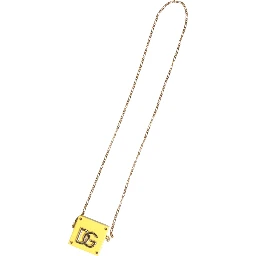 Yellow DG Logo Plaque Cover Gold Chain Airpods Case