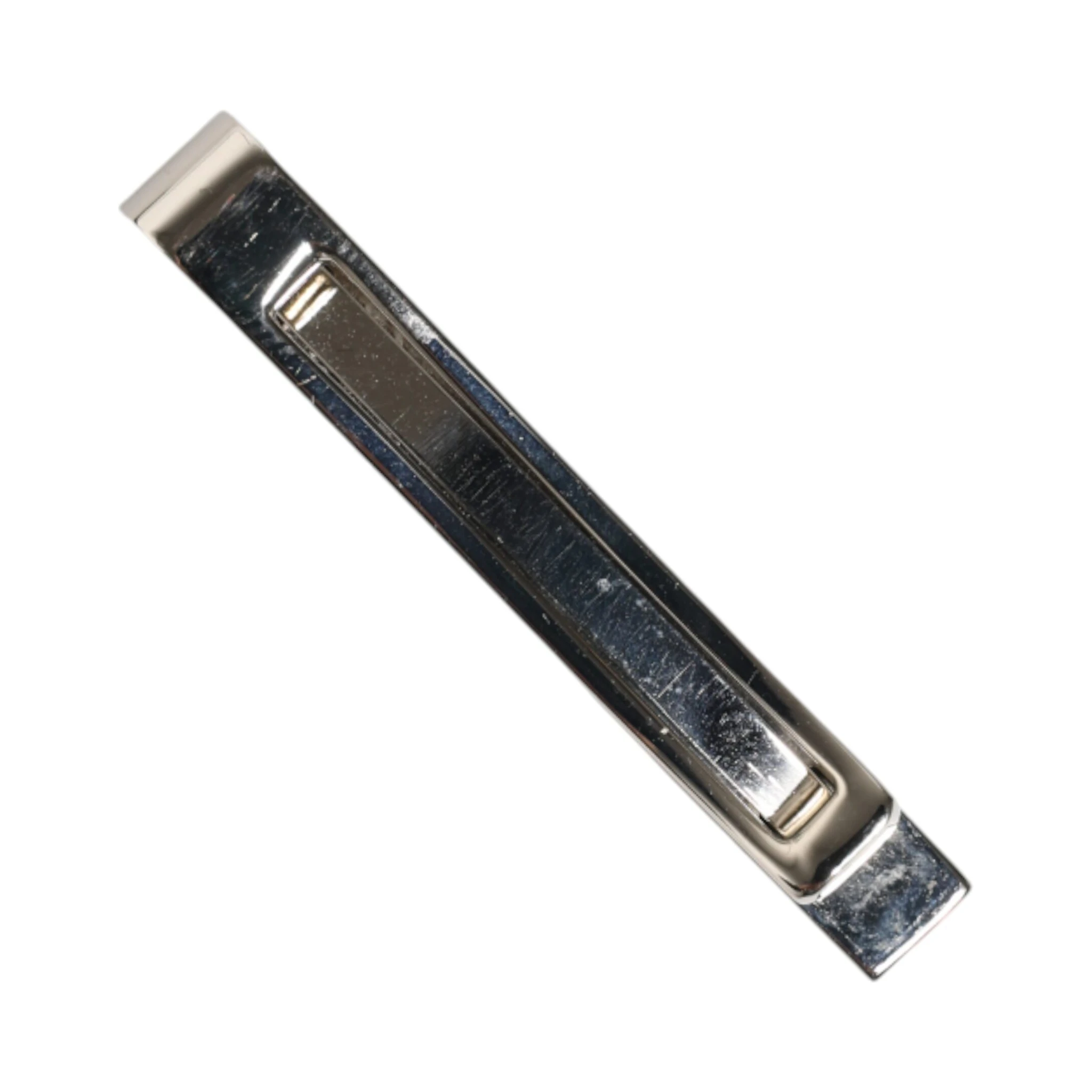 Silver Tone Brass Logo Branded Men Accessory Tie Clip Bar